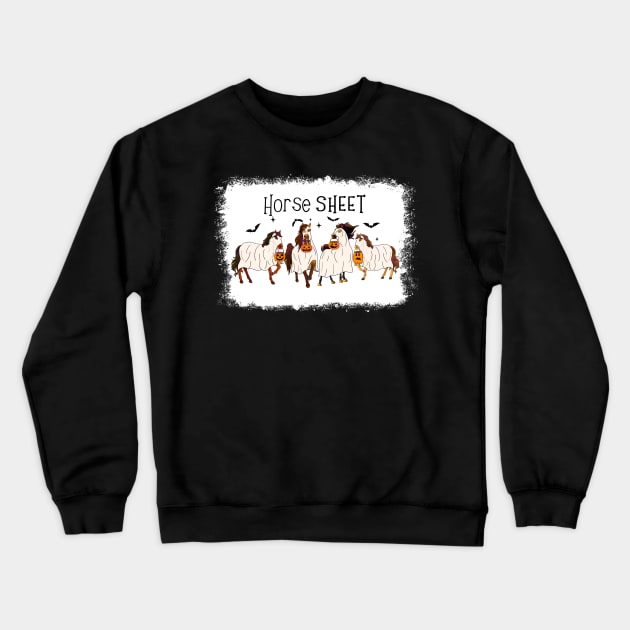 Horse Sheet Horse Ghost Halloween Funny Saying Men Women Crewneck Sweatshirt by Rene	Malitzki1a